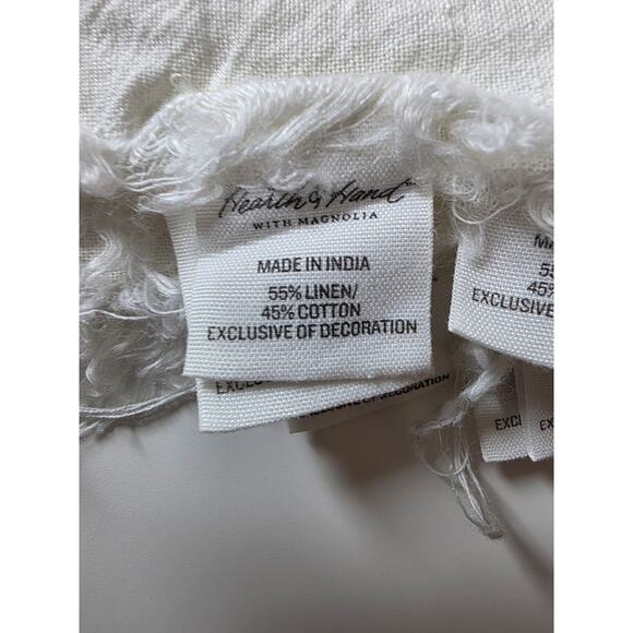 HEARTH & HAND Magnolia White Linen Textured Black Stripe Napkins Set of 5 - Picture 4 of 9